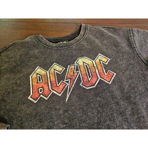 AC/DC Sweatshirt Unisex Medium Gray Who Made Who 1986 Tour Graphic Acid Wash
